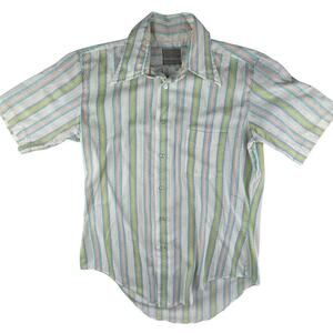 Vintage 1970s WG William vintage full button shirt butterfly collar pastel color